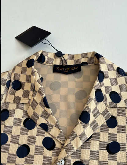 LOUIS VUITTON DAMIER POLKA DOT SILK SHIRT & SHORTS SET– 1:1 HIGH END