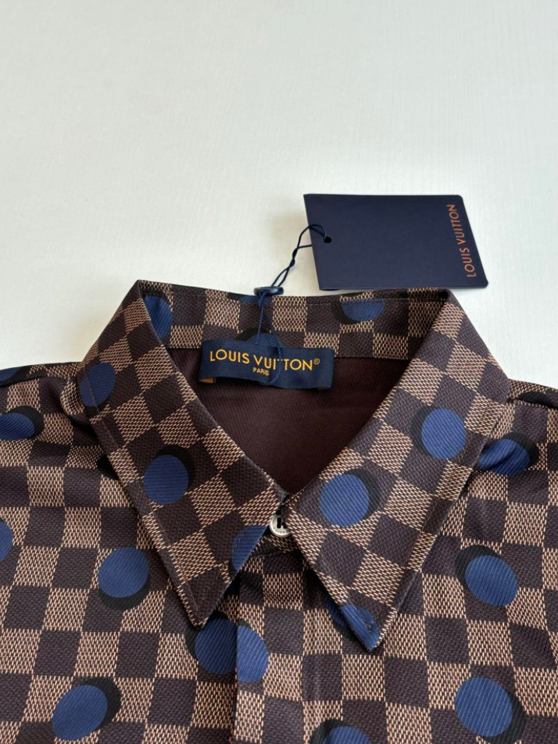 LOUIS VUITTON DAMIER POLKA DOT SILK SHIRT & SHORTS SET– 1:1 HIGH END