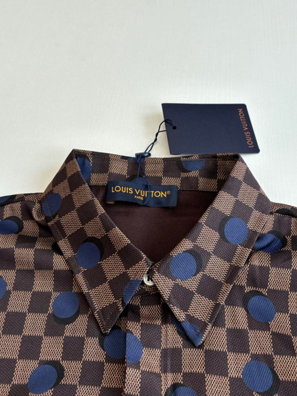LOUIS VUITTON DAMIER POLKA DOT SILK SHIRT & SHORTS SET– 1:1 HIGH END