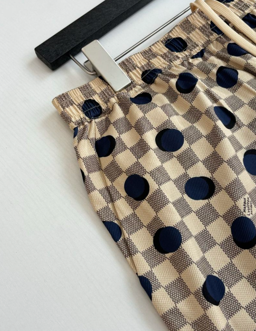 LOUIS VUITTON DAMIER POLKA DOT SILK SHIRT & SHORTS SET– 1:1 HIGH END