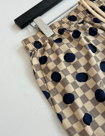 LOUIS VUITTON DAMIER POLKA DOT SILK SHIRT & SHORTS SET– 1:1 HIGH END