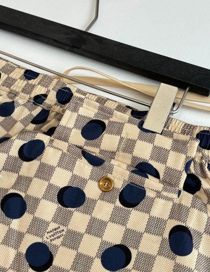 LOUIS VUITTON DAMIER POLKA DOT SILK SHIRT & SHORTS SET– 1:1 HIGH END