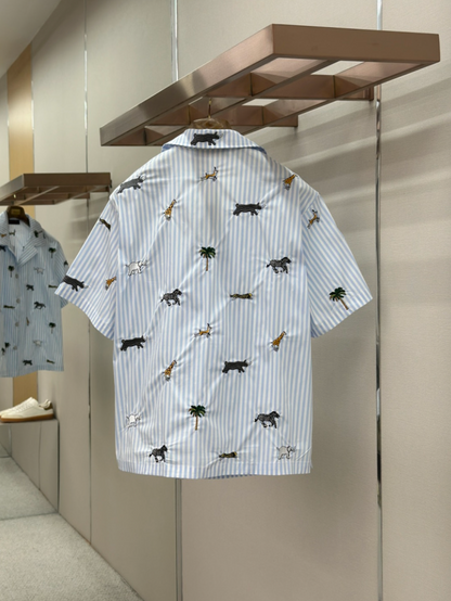 LOUIS VUITTON 26FW ANIMAL STRIPE SHORT SLEEVE SHIRT & SHORTS SET – 1:1 HIGH END