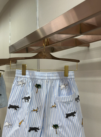LOUIS VUITTON 26FW ANIMAL STRIPE SHORT SLEEVE SHIRT & SHORTS SET – 1:1 HIGH END