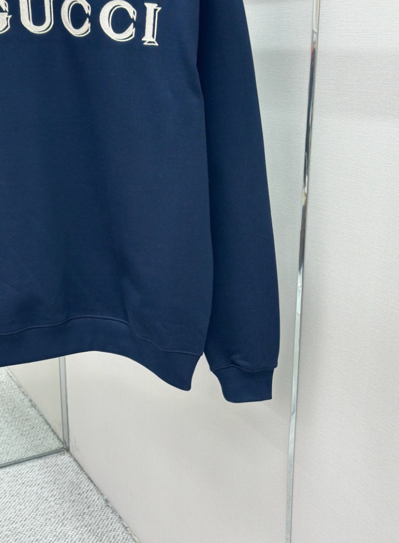 GUCCI 26FW EMBROIDERED LOGO COTTON CREWNECK SWEATSHIRT – 1:1 HIGH END