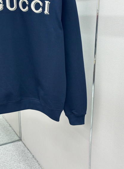 GUCCI 26FW EMBROIDERED LOGO COTTON CREWNECK SWEATSHIRT – 1:1 HIGH END
