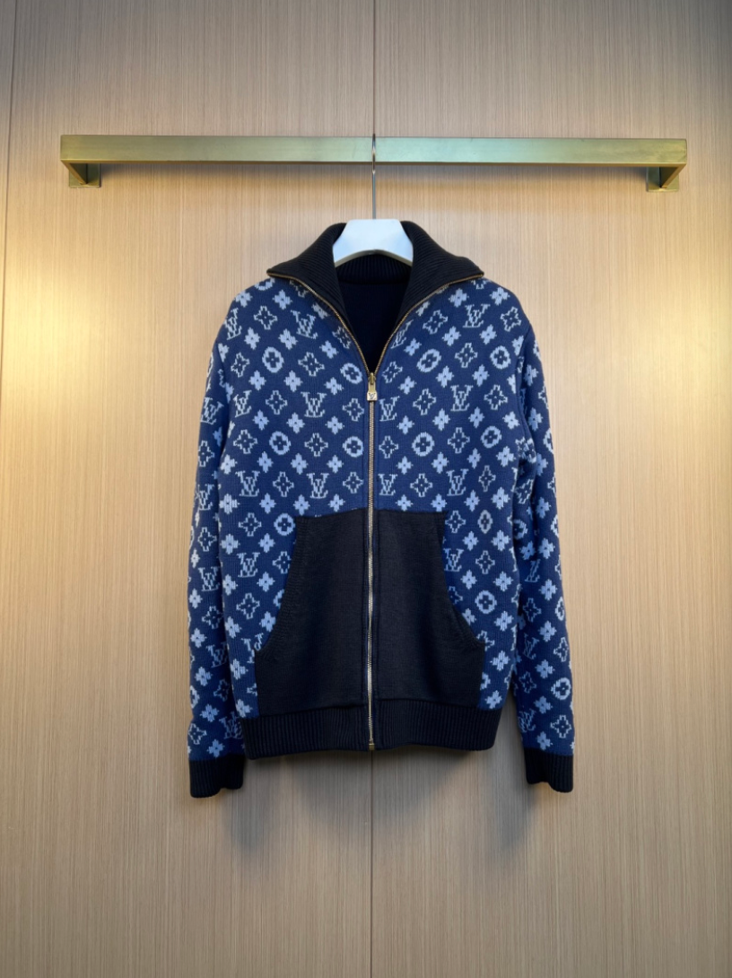 LOUIS VUITTON 26FW REVERSIBLE MONOGRAM KNIT ZIP CARDIGAN – 1:1 HIGH END