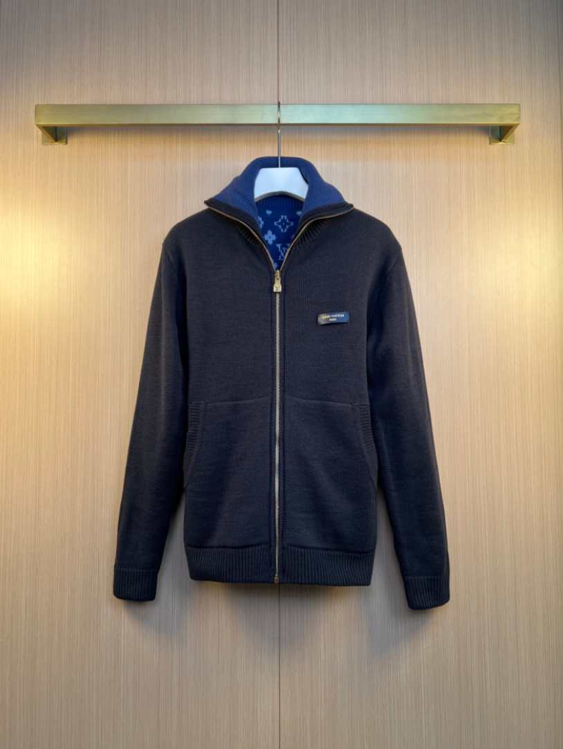 LOUIS VUITTON 26FW REVERSIBLE MONOGRAM KNIT ZIP CARDIGAN – 1:1 HIGH END