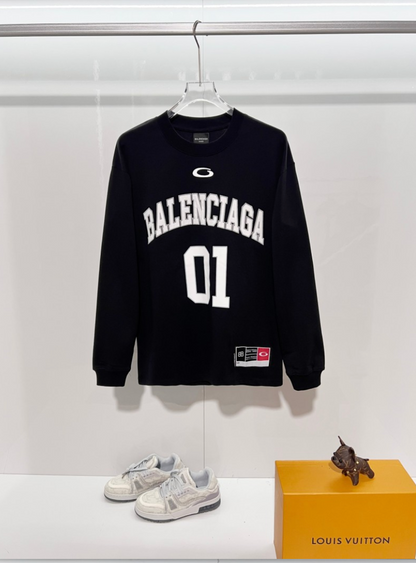 BALENCIAGA BLCG 2026FW BASKETBALL LOGO EMBROIDERED LONG SLEEVE T-SHIRT – 1:1 HIGH END