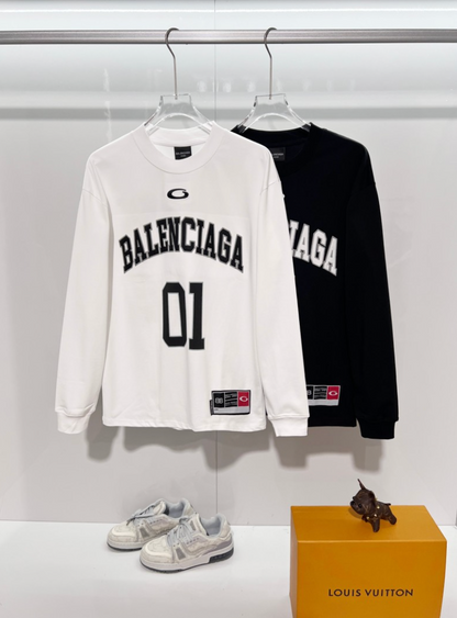 BALENCIAGA BLCG 2026FW BASKETBALL LOGO EMBROIDERED LONG SLEEVE T-SHIRT – 1:1 HIGH END