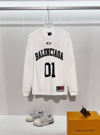 BALENCIAGA BLCG 2026FW BASKETBALL LOGO EMBROIDERED LONG SLEEVE T-SHIRT – 1:1 HIGH END