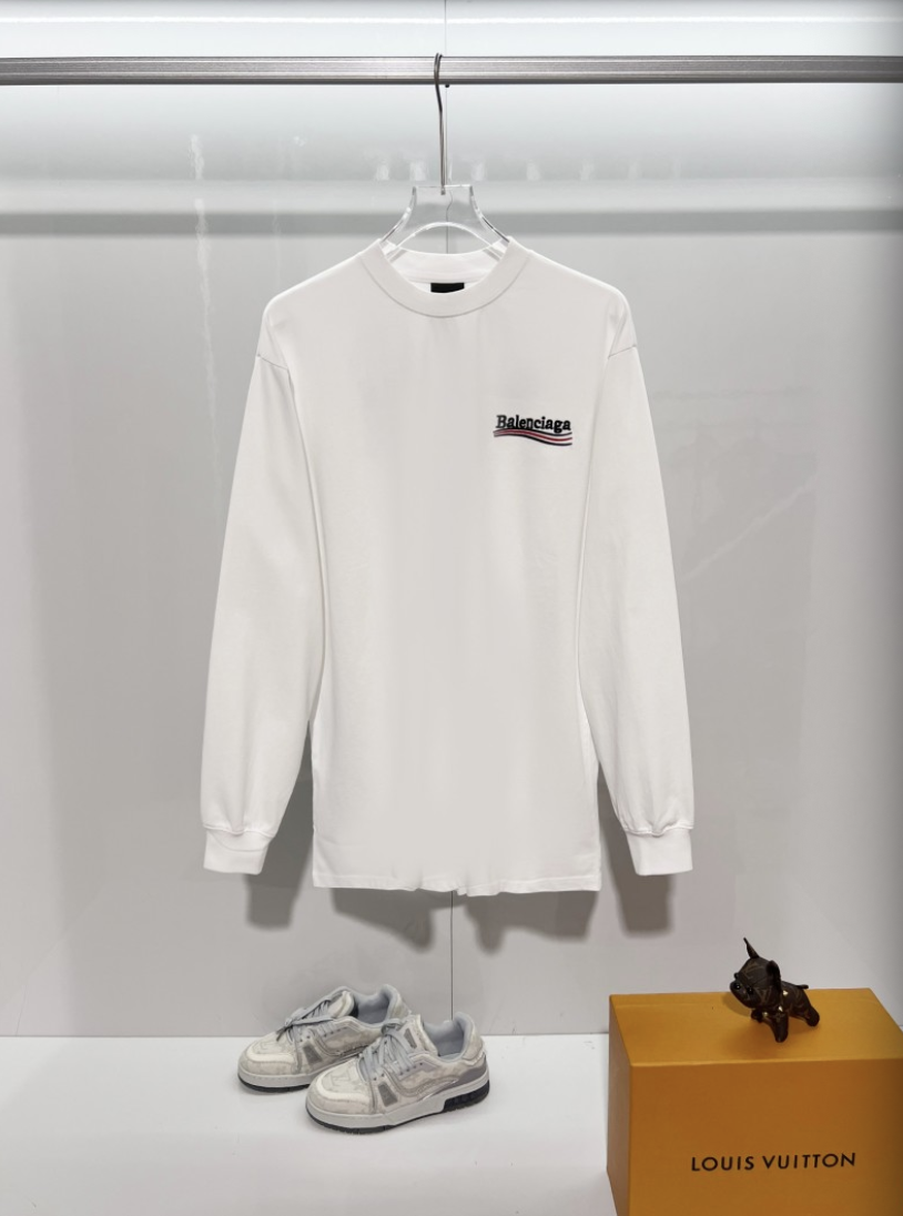 BALENCIAGA BLCG 2026FW COLA WAVE LOGO EMBROIDERED LONG SLEEVE T-SHIRT– 1:1 HIGH END