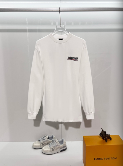 BALENCIAGA BLCG 2026FW COLA WAVE LOGO EMBROIDERED LONG SLEEVE T-SHIRT– 1:1 HIGH END
