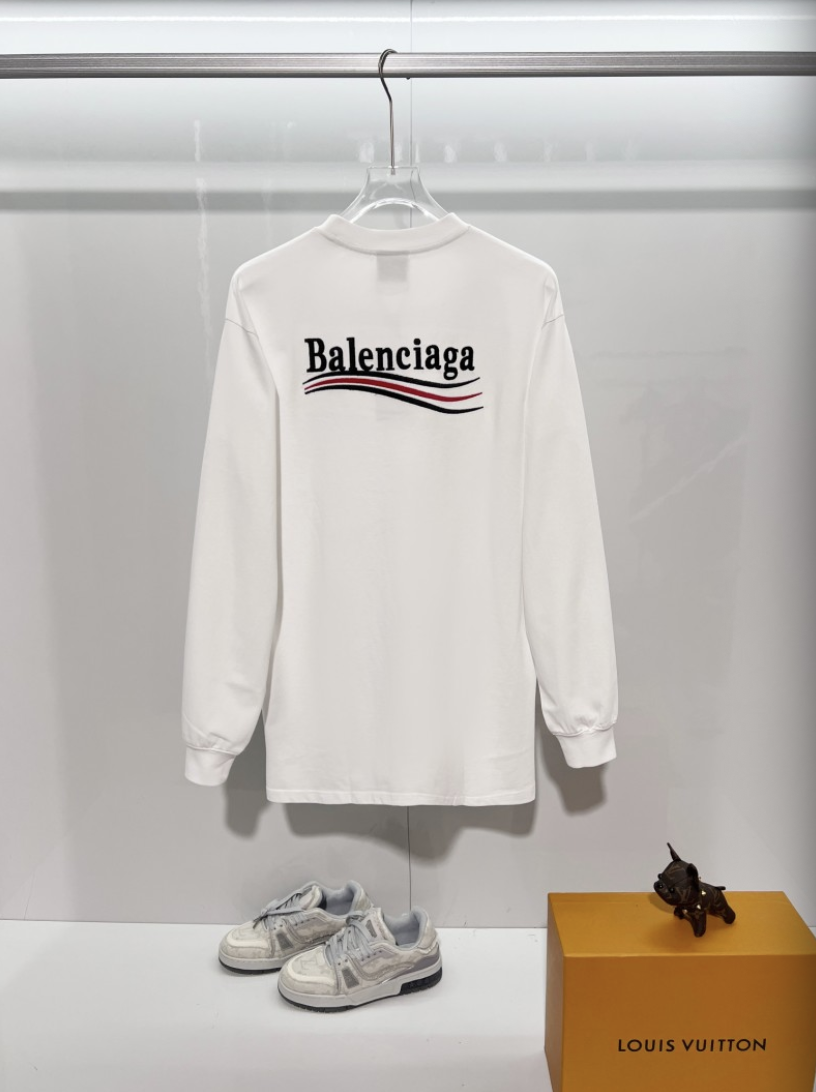BALENCIAGA BLCG 2026FW COLA WAVE LOGO EMBROIDERED LONG SLEEVE T-SHIRT– 1:1 HIGH END