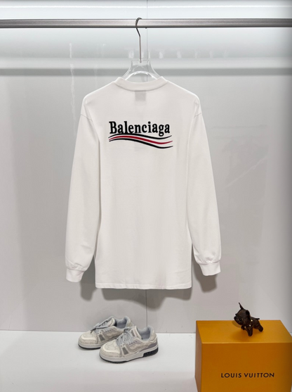 BALENCIAGA BLCG 2026FW COLA WAVE LOGO EMBROIDERED LONG SLEEVE T-SHIRT– 1:1 HIGH END