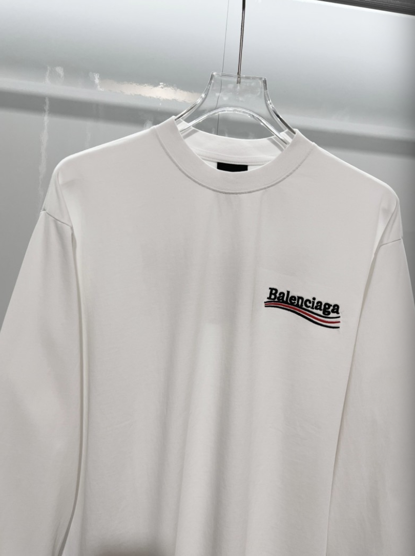 BALENCIAGA BLCG 2026FW COLA WAVE LOGO EMBROIDERED LONG SLEEVE T-SHIRT– 1:1 HIGH END