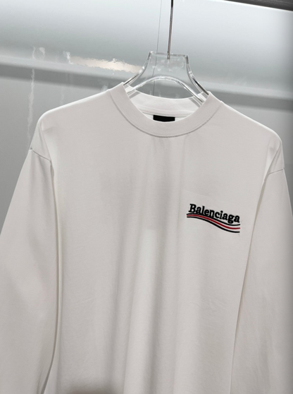 BALENCIAGA BLCG 2026FW COLA WAVE LOGO EMBROIDERED LONG SLEEVE T-SHIRT– 1:1 HIGH END