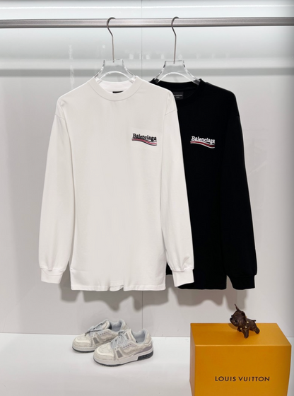 BALENCIAGA BLCG 2026FW COLA WAVE LOGO EMBROIDERED LONG SLEEVE T-SHIRT– 1:1 HIGH END
