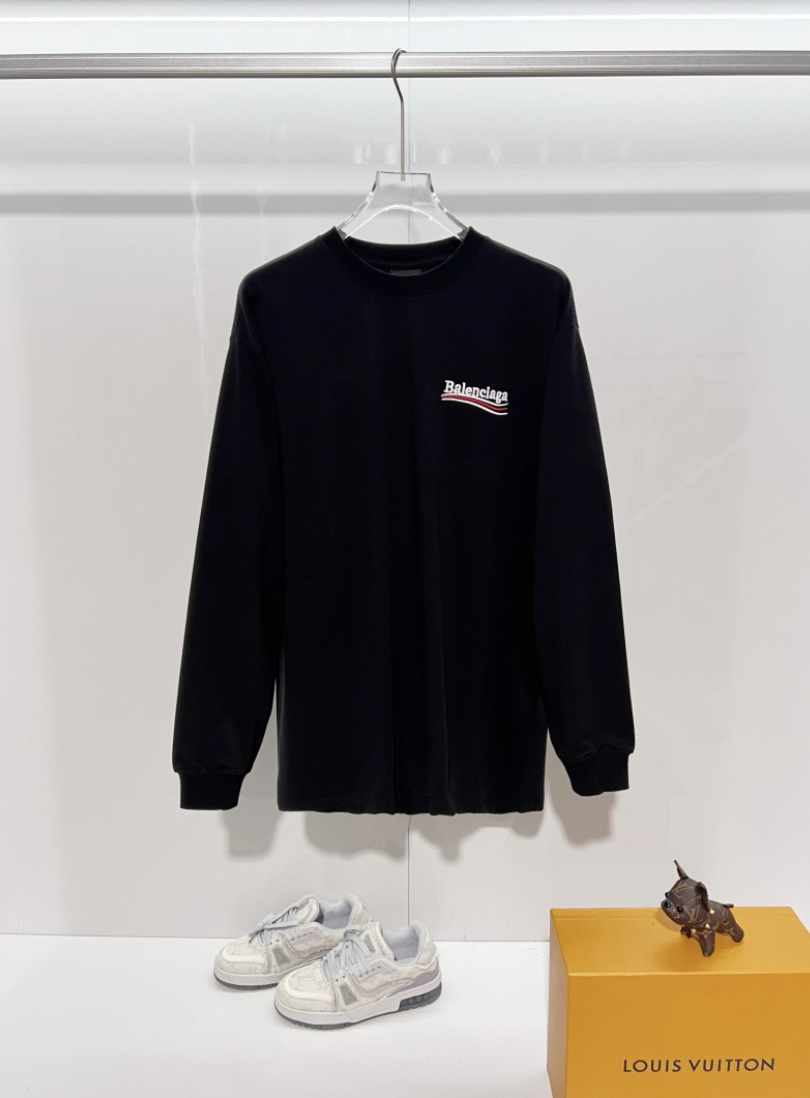 BALENCIAGA BLCG 2026FW COLA WAVE LOGO EMBROIDERED LONG SLEEVE T-SHIRT– 1:1 HIGH END