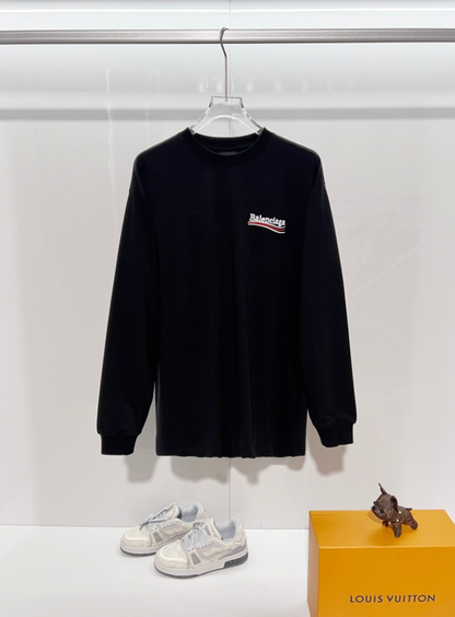 BALENCIAGA BLCG 2026FW COLA WAVE LOGO EMBROIDERED LONG SLEEVE T-SHIRT– 1:1 HIGH END