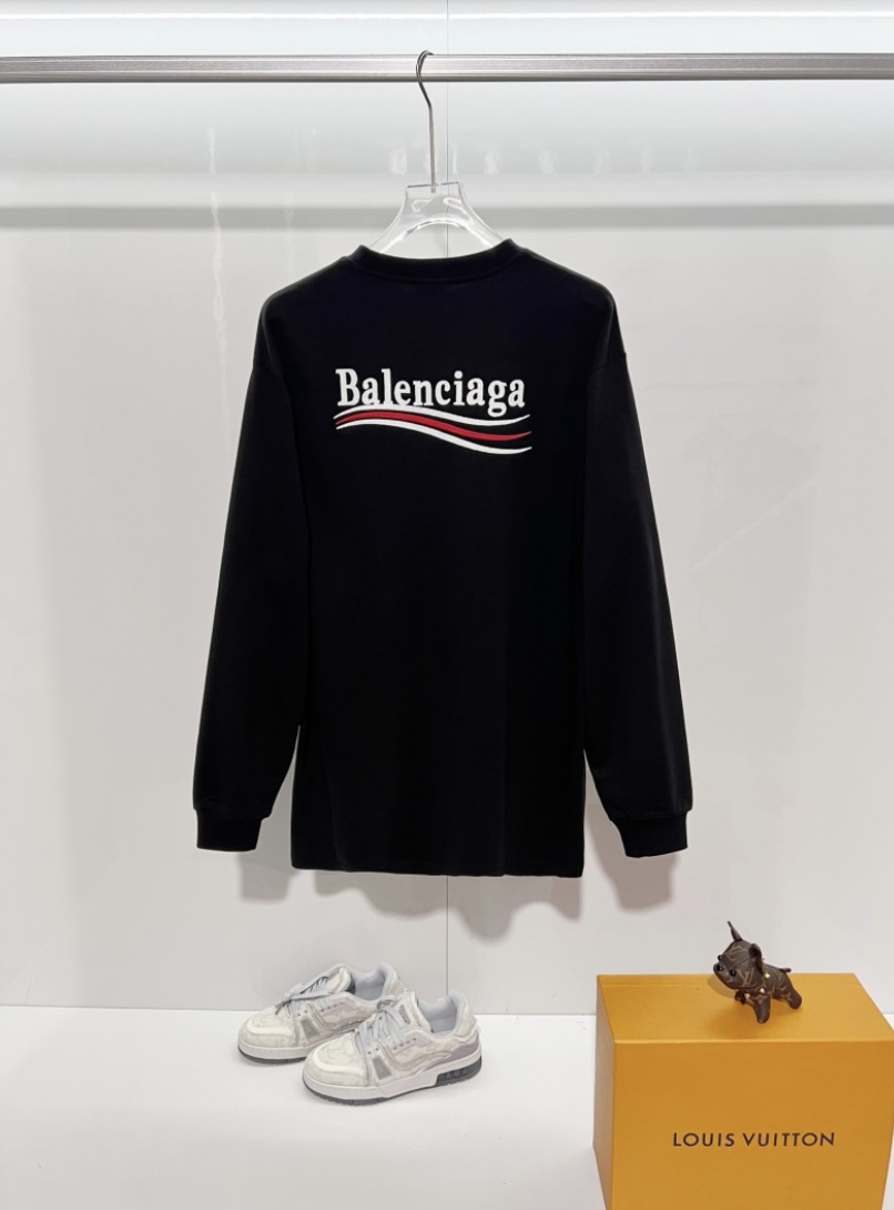BALENCIAGA BLCG 2026FW COLA WAVE LOGO EMBROIDERED LONG SLEEVE T-SHIRT– 1:1 HIGH END