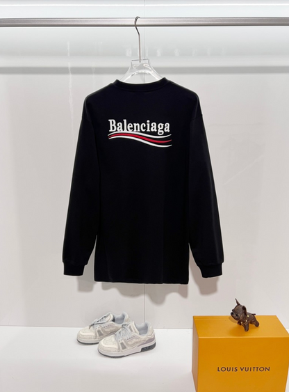BALENCIAGA BLCG 2026FW COLA WAVE LOGO EMBROIDERED LONG SLEEVE T-SHIRT– 1:1 HIGH END