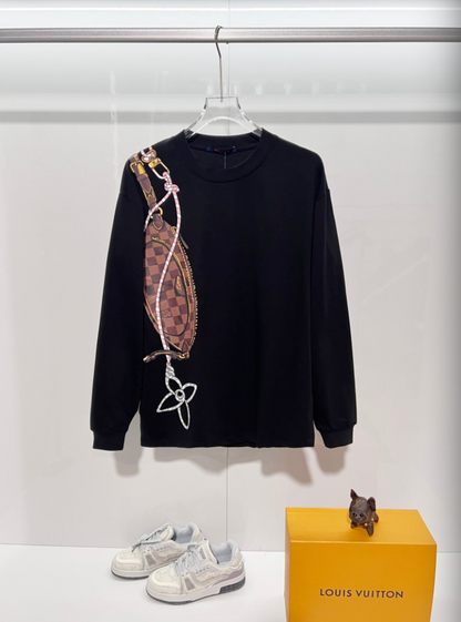 LOUIS VUITTON LV 2026FW ICONIC BAG GRAPHIC EMBROIDERED LONG SLEEVE T-SHIRT– 1:1 HIGH END