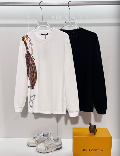 LOUIS VUITTON LV 2026FW ICONIC BAG GRAPHIC EMBROIDERED LONG SLEEVE T-SHIRT– 1:1 HIGH END