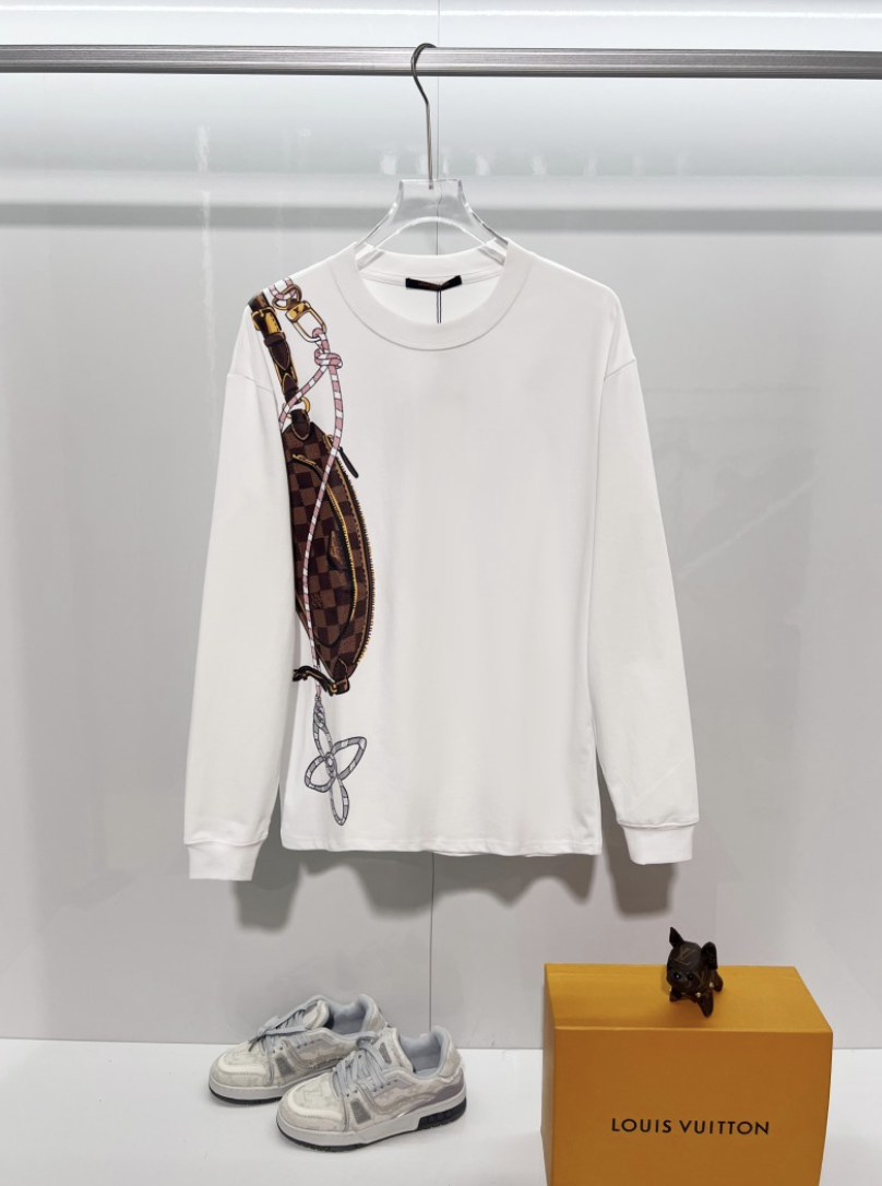 LOUIS VUITTON LV 2026FW ICONIC BAG GRAPHIC EMBROIDERED LONG SLEEVE T-SHIRT– 1:1 HIGH END