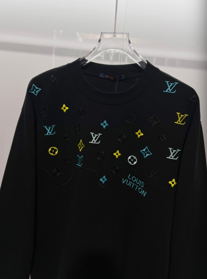 LOUIS VUITTON LV 2026FW WAVE MONOGRAM MULTI-COLOR EMBROIDERED LONG SLEEVE T-SHIRT – 1:1 HIGH END