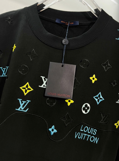 LOUIS VUITTON LV 2026FW WAVE MONOGRAM MULTI-COLOR EMBROIDERED LONG SLEEVE T-SHIRT – 1:1 HIGH END