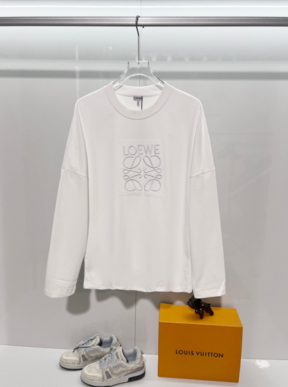 LOEWE 2026FW ANAGRAM EMBROIDERED SIGNATURE LONG SLEEVE T-SHIRT – 1:1 HIGH END