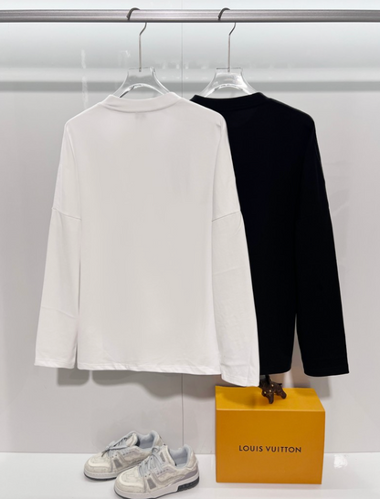 LOEWE 2026FW ANAGRAM EMBROIDERED SIGNATURE LONG SLEEVE T-SHIRT – 1:1 HIGH END