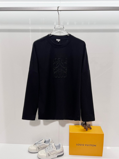 LOEWE 2026FW ANAGRAM EMBROIDERED SIGNATURE LONG SLEEVE T-SHIRT – 1:1 HIGH END