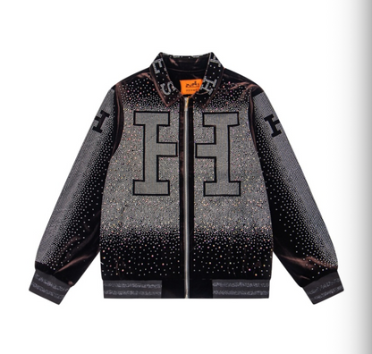 HERMES 2026FW ICONIC H LOGO STRASS EMBELLISHED VELOUR BASEBALL JACKET– 1:1 HIGH END