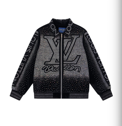 LOUIS VUITTON LV 2026FW ICONIC INITIALS & VUITTON STRASS VELOUR BASEBALL JACKET – 1:1 HIGH END