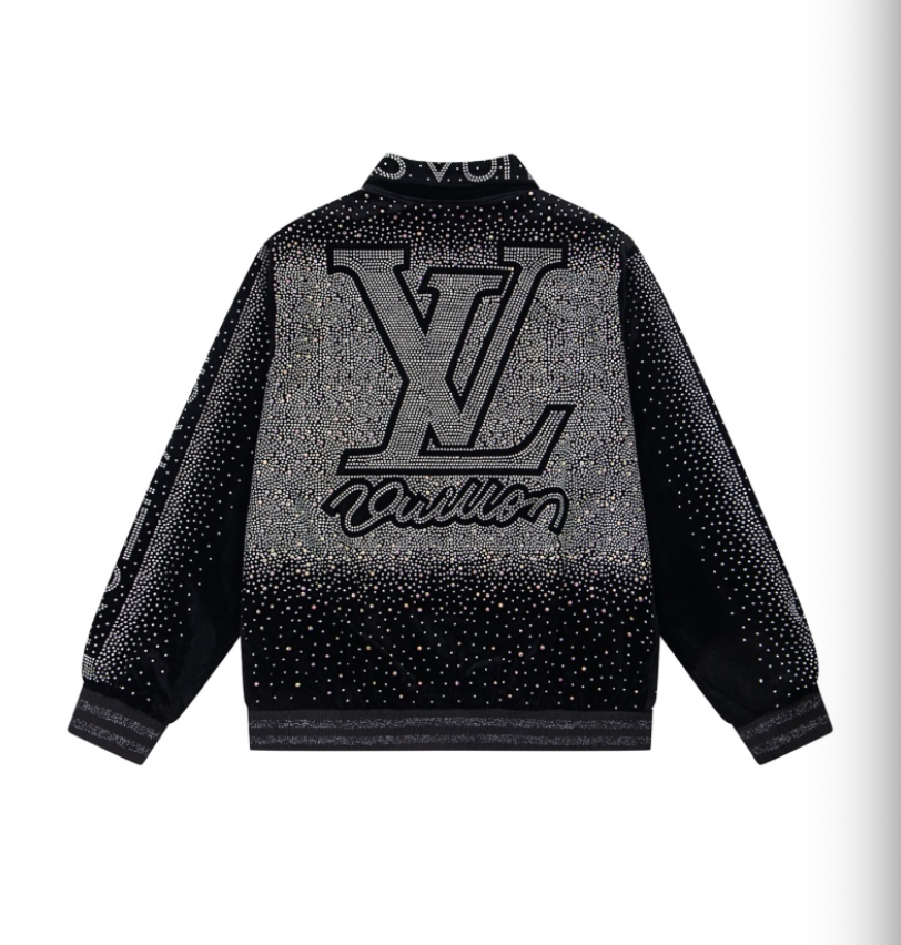 LOUIS VUITTON LV 2026FW ICONIC INITIALS & VUITTON STRASS VELOUR BASEBALL JACKET – 1:1 HIGH END