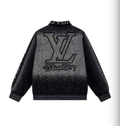 LOUIS VUITTON LV 2026FW ICONIC INITIALS & VUITTON STRASS VELOUR BASEBALL JACKET – 1:1 HIGH END