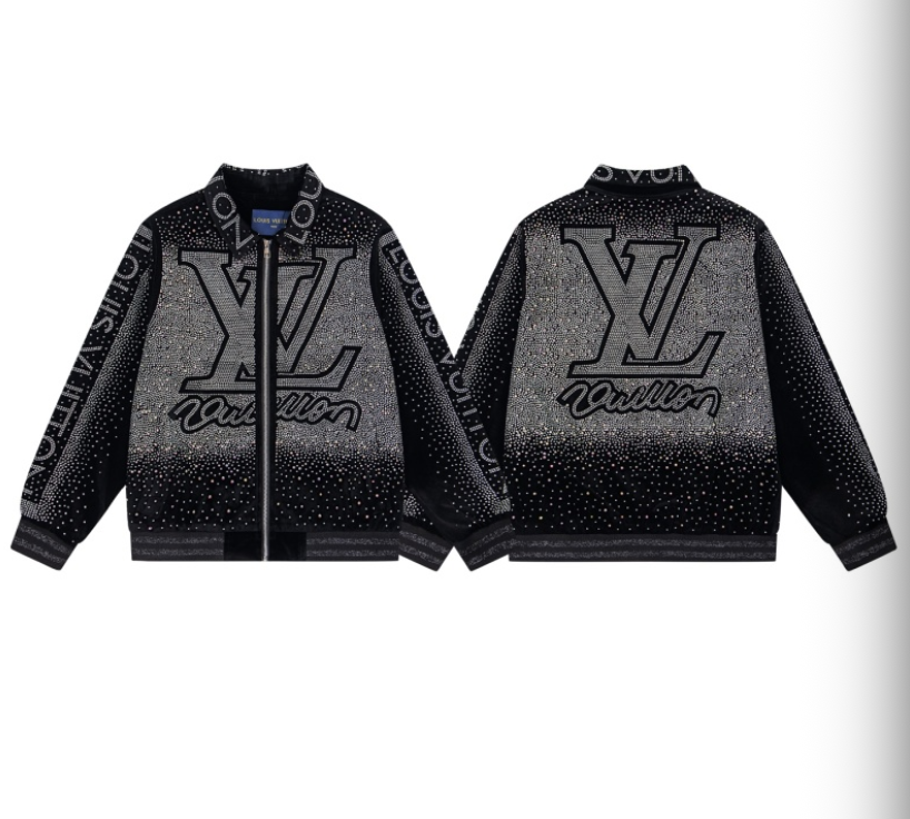 LOUIS VUITTON LV 2026FW ICONIC INITIALS & VUITTON STRASS VELOUR BASEBALL JACKET – 1:1 HIGH END