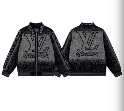 LOUIS VUITTON LV 2026FW ICONIC INITIALS & VUITTON STRASS VELOUR BASEBALL JACKET – 1:1 HIGH END