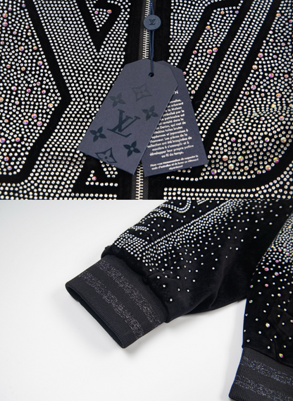 LOUIS VUITTON LV 2026FW ICONIC INITIALS & VUITTON STRASS VELOUR BASEBALL JACKET – 1:1 HIGH END