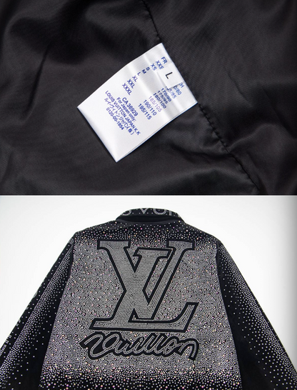 LOUIS VUITTON LV 2026FW ICONIC INITIALS & VUITTON STRASS VELOUR BASEBALL JACKET – 1:1 HIGH END