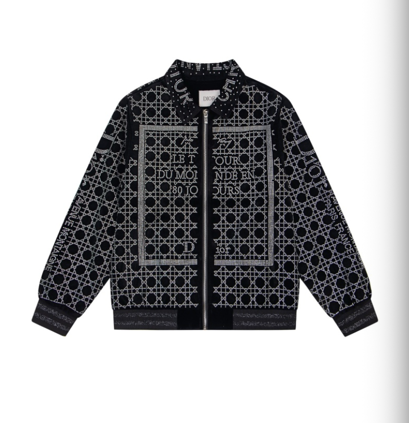 DIOR 2026FW CANNAGE & PARIS STREET MAP STRASS EMBELLISHED VELOUR BASEBALL JACKET– 1:1 HIGH END