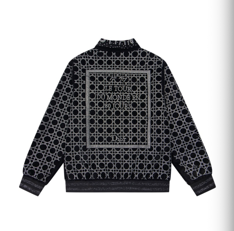 DIOR 2026FW CANNAGE & PARIS STREET MAP STRASS EMBELLISHED VELOUR BASEBALL JACKET– 1:1 HIGH END