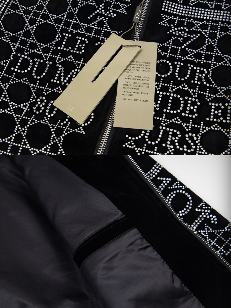 DIOR 2026FW CANNAGE & PARIS STREET MAP STRASS EMBELLISHED VELOUR BASEBALL JACKET– 1:1 HIGH END
