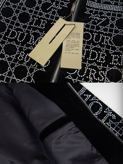 DIOR 2026FW CANNAGE & PARIS STREET MAP STRASS EMBELLISHED VELOUR BASEBALL JACKET– 1:1 HIGH END