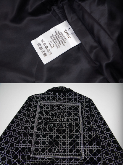 DIOR 2026FW CANNAGE & PARIS STREET MAP STRASS EMBELLISHED VELOUR BASEBALL JACKET– 1:1 HIGH END
