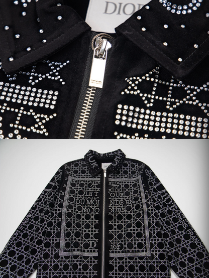 DIOR 2026FW CANNAGE & PARIS STREET MAP STRASS EMBELLISHED VELOUR BASEBALL JACKET– 1:1 HIGH END