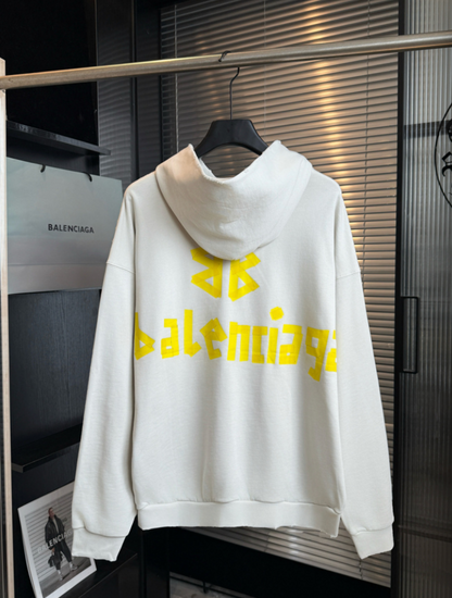 BALENCIAGA 2026FW MASKING TAPE LOGO RIPPED HOODIE – 1:1 HIGH END
