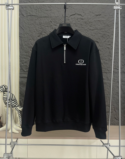 DIOR 2026FW CD MINIMALIST EMBROIDERED HALF-ZIP POLO SWEATER – 1:1 HIGH END